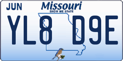 MO license plate YL8D9E