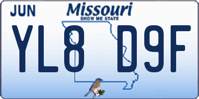 MO license plate YL8D9F