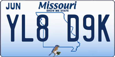 MO license plate YL8D9K