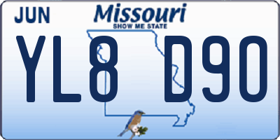 MO license plate YL8D9O