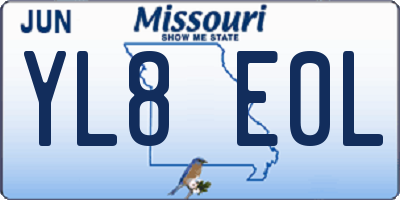 MO license plate YL8E0L