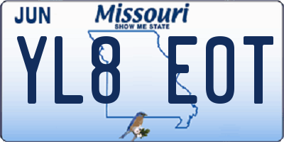 MO license plate YL8E0T