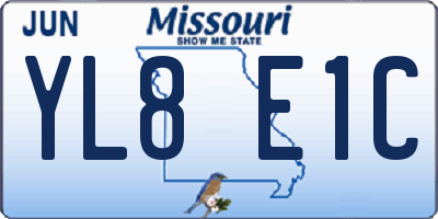 MO license plate YL8E1C