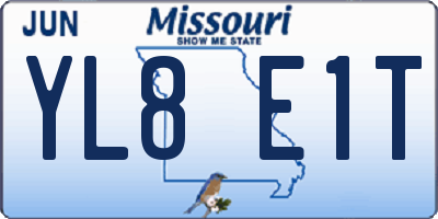 MO license plate YL8E1T