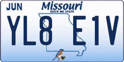 MO license plate YL8E1V