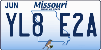 MO license plate YL8E2A