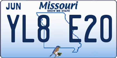 MO license plate YL8E2O