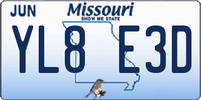 MO license plate YL8E3D