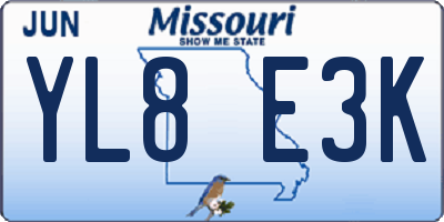 MO license plate YL8E3K