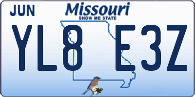 MO license plate YL8E3Z