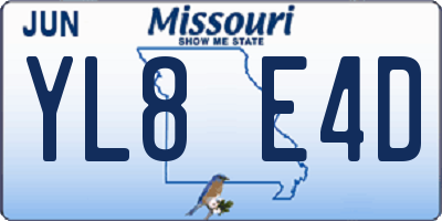 MO license plate YL8E4D