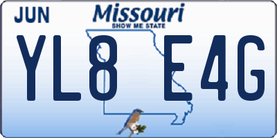 MO license plate YL8E4G
