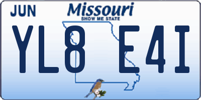MO license plate YL8E4I