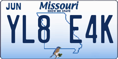 MO license plate YL8E4K
