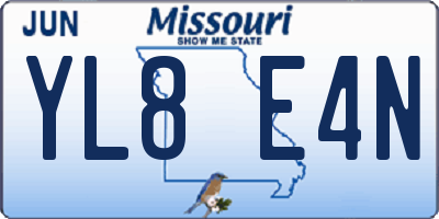 MO license plate YL8E4N
