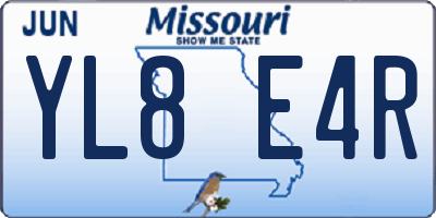 MO license plate YL8E4R