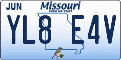 MO license plate YL8E4V