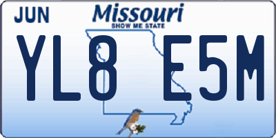 MO license plate YL8E5M