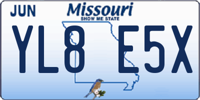MO license plate YL8E5X