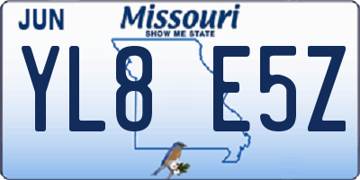 MO license plate YL8E5Z