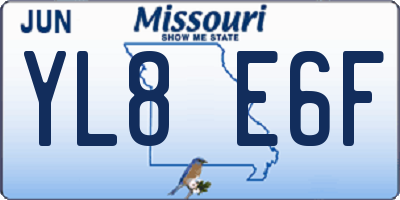 MO license plate YL8E6F