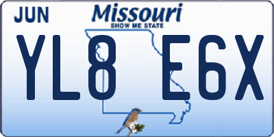 MO license plate YL8E6X