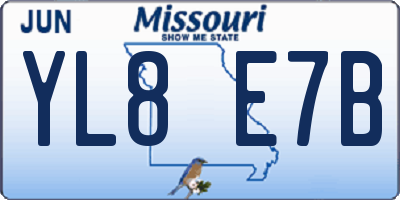 MO license plate YL8E7B