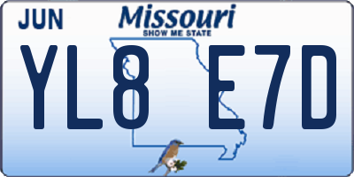MO license plate YL8E7D