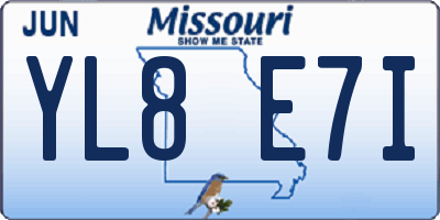 MO license plate YL8E7I