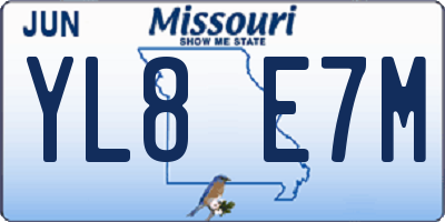 MO license plate YL8E7M