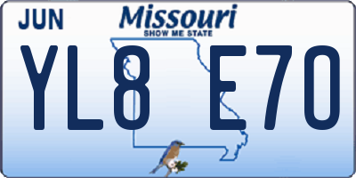MO license plate YL8E7O