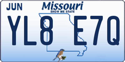 MO license plate YL8E7Q
