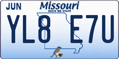 MO license plate YL8E7U