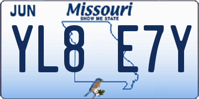 MO license plate YL8E7Y