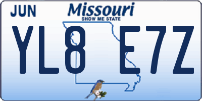 MO license plate YL8E7Z