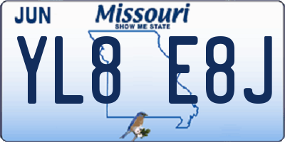 MO license plate YL8E8J