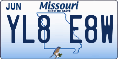 MO license plate YL8E8W