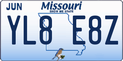 MO license plate YL8E8Z