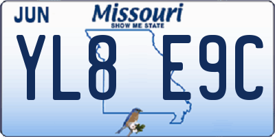 MO license plate YL8E9C