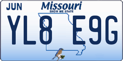 MO license plate YL8E9G