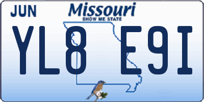 MO license plate YL8E9I