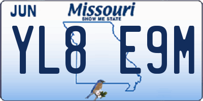 MO license plate YL8E9M