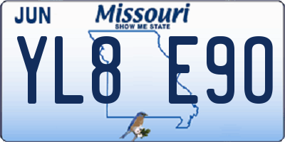 MO license plate YL8E9O