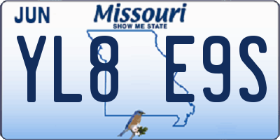 MO license plate YL8E9S