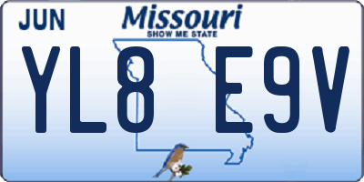 MO license plate YL8E9V