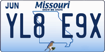 MO license plate YL8E9X