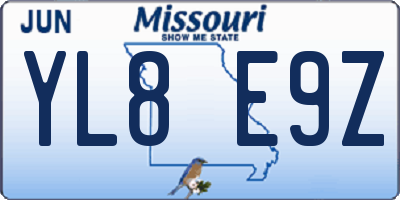 MO license plate YL8E9Z