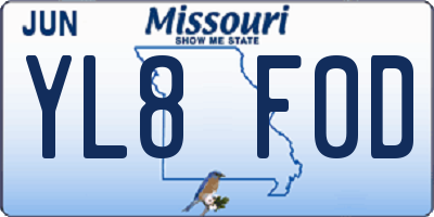 MO license plate YL8F0D