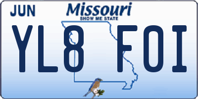 MO license plate YL8F0I