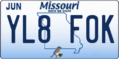MO license plate YL8F0K